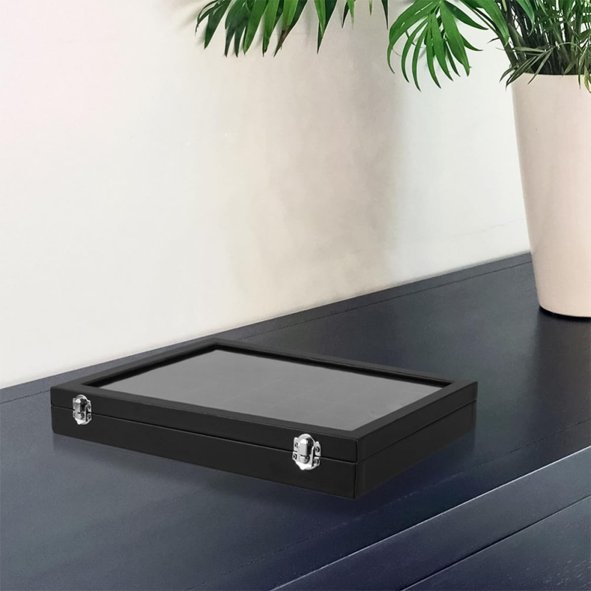 Boîte de Collection de Pierres 2 Pièces, 36 Compartiments, PU Noir