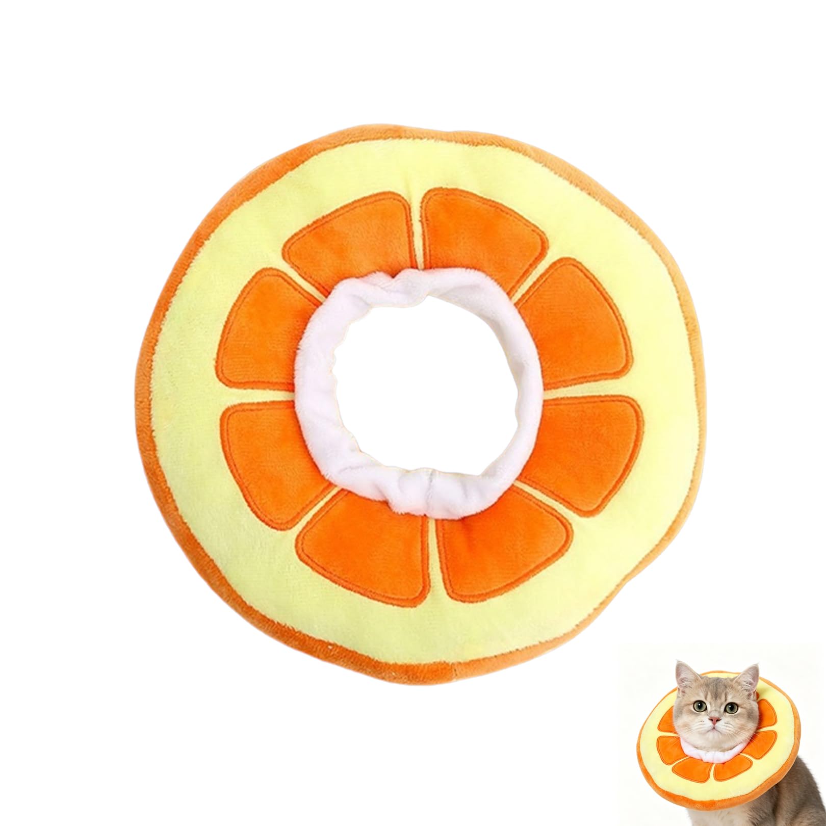 Adjustable Soft Cat Cone Collar Kitten Cone Donut Collar Cat Recovery Collars for Post Surgery Wound Protection To Stop Licking Biting for Cats Kittens Puppies Elizabethan NeckCollar (Orange,S)