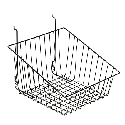 Qbuster Sloped Retail Display Basket for Slatwall (Black) Set of 6, AZ-BSK14B