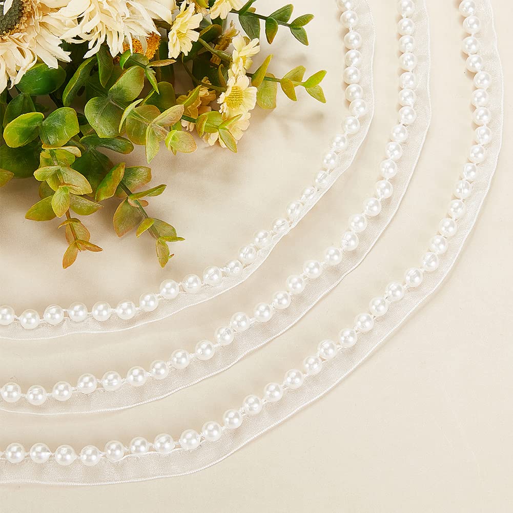 OLYCRAFT Spitzenband Mit Perlen – 9,1 M, 14 Mm Breit, Weiß, Für Hochzeitsdekoration & DIY