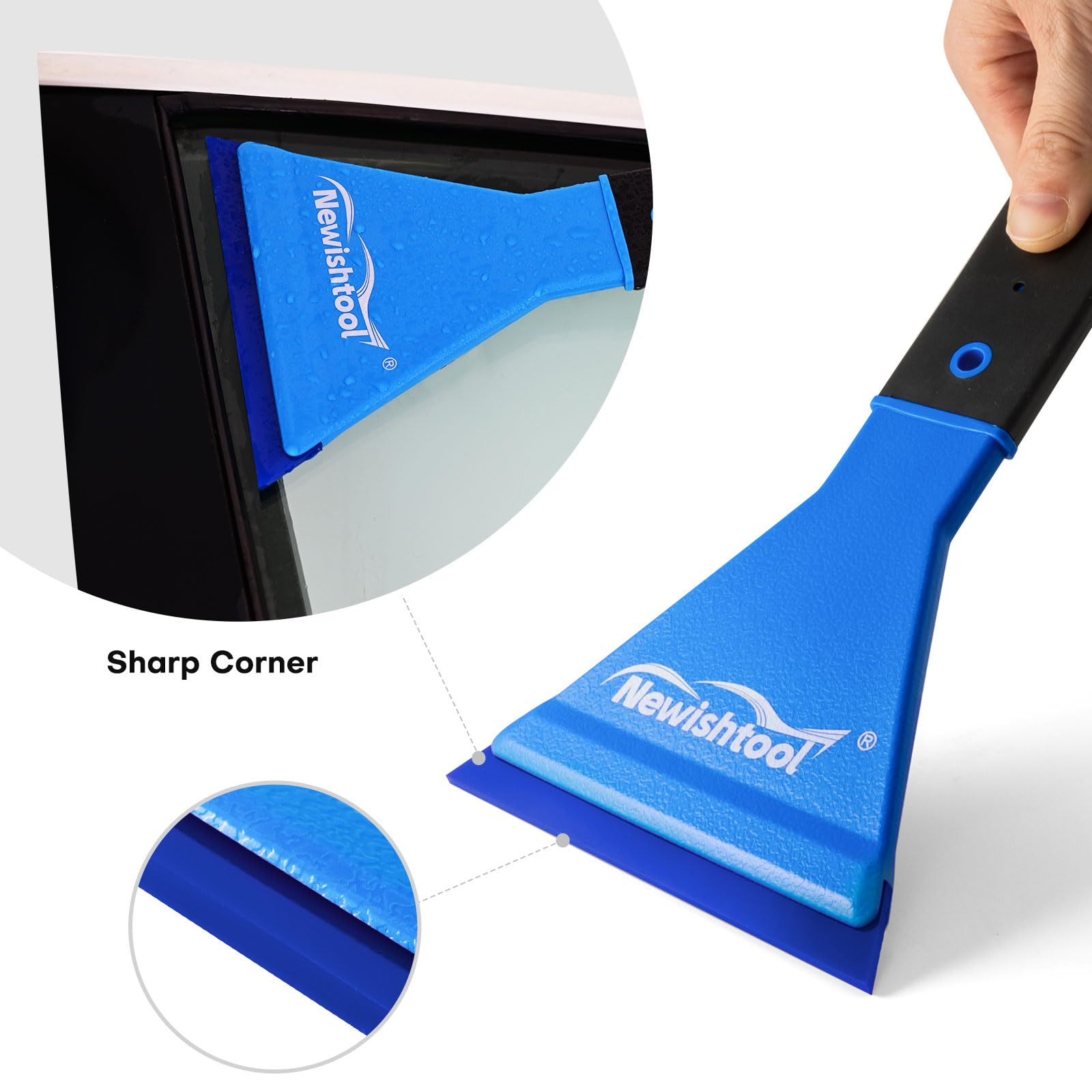 NEWISHTOOL Fenster-Tönungsabzieher mit langem Griff, 3 Stück, mit verschiedenen Durometern, Gummi-Wasserwischer, Schaber für Fensterfolie, PPF-Installationswerkzeug, Vinyl-Rakel, Auto-Wrap-Werkzeuge