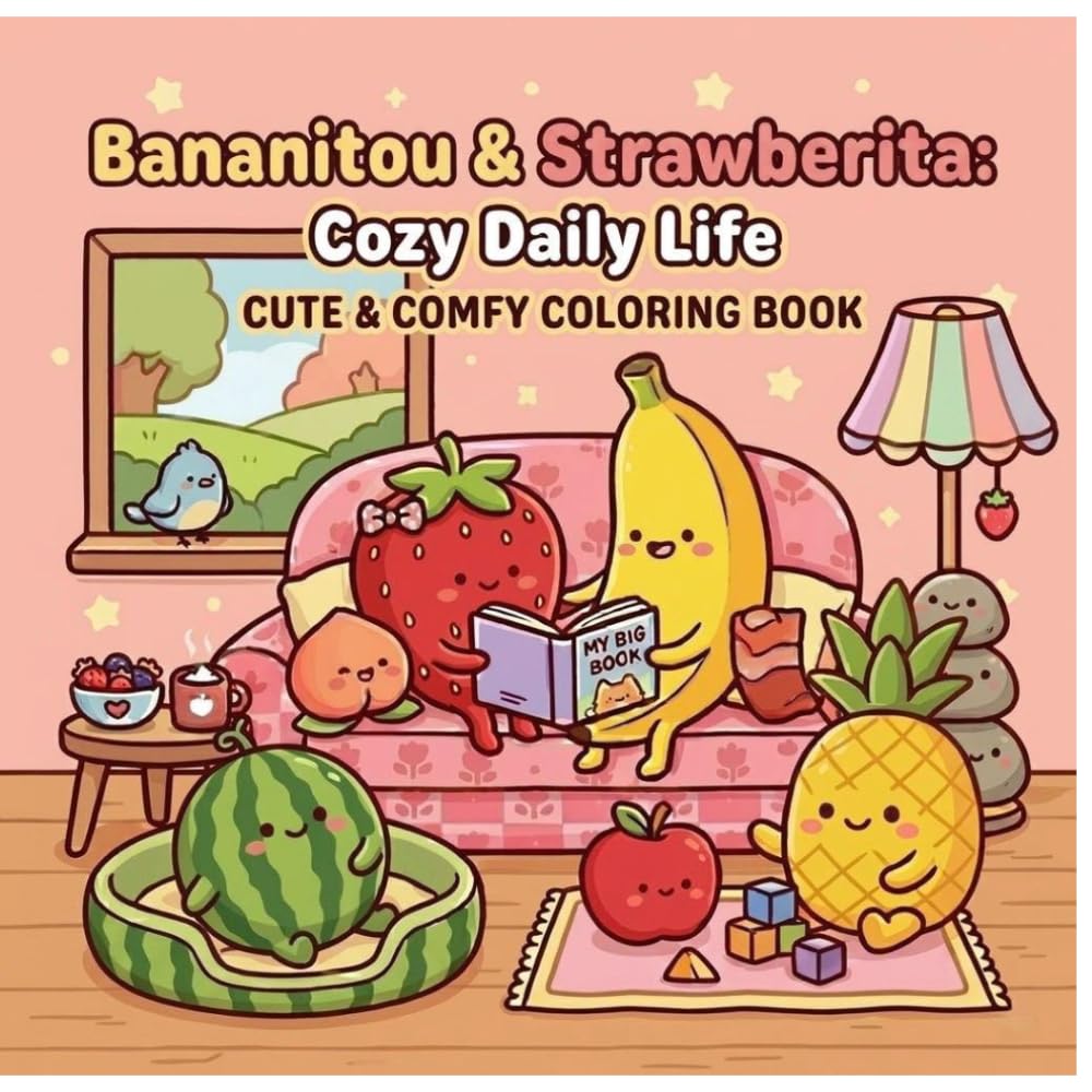 Bananitou & Strawberita Cozy Daily Life: CUTE & COMFY COLORING BOOK