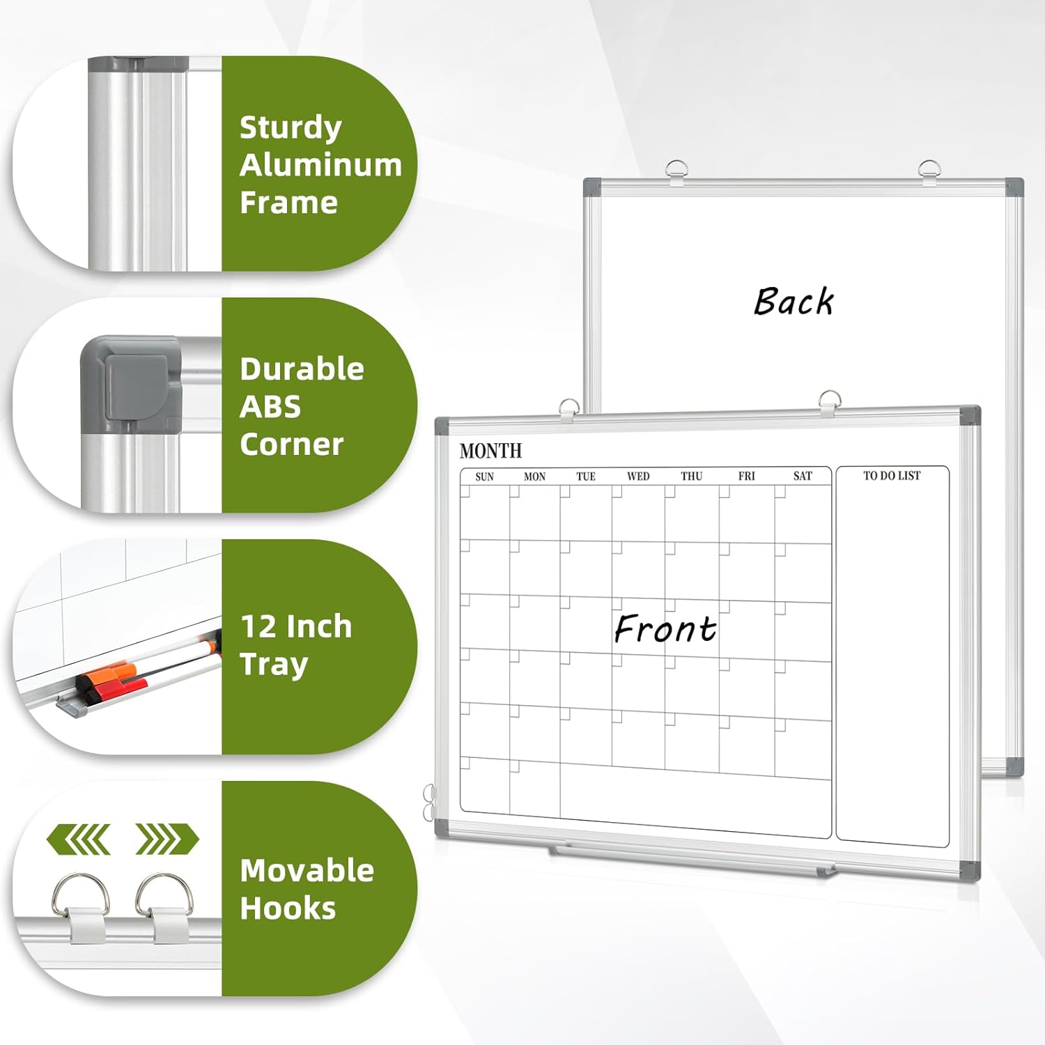 DOLLAR BOSS Dry Erase Calendar for Wall, 36''x 24'' Magnetic Whiteboard Monthly Planner, Double-Sided Aluminum Framed Schedule Board for Office, Home, School