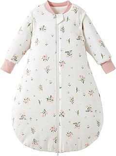 Duomiaomiao 3.5Tog Schlafsack Baby, 100% Baumwolle Baby Schlafsack Winter, Mädchen Neugeboren, Jungen Schlafsack, Warmer Neugeborene Kinder(100/Blumen Rosa)