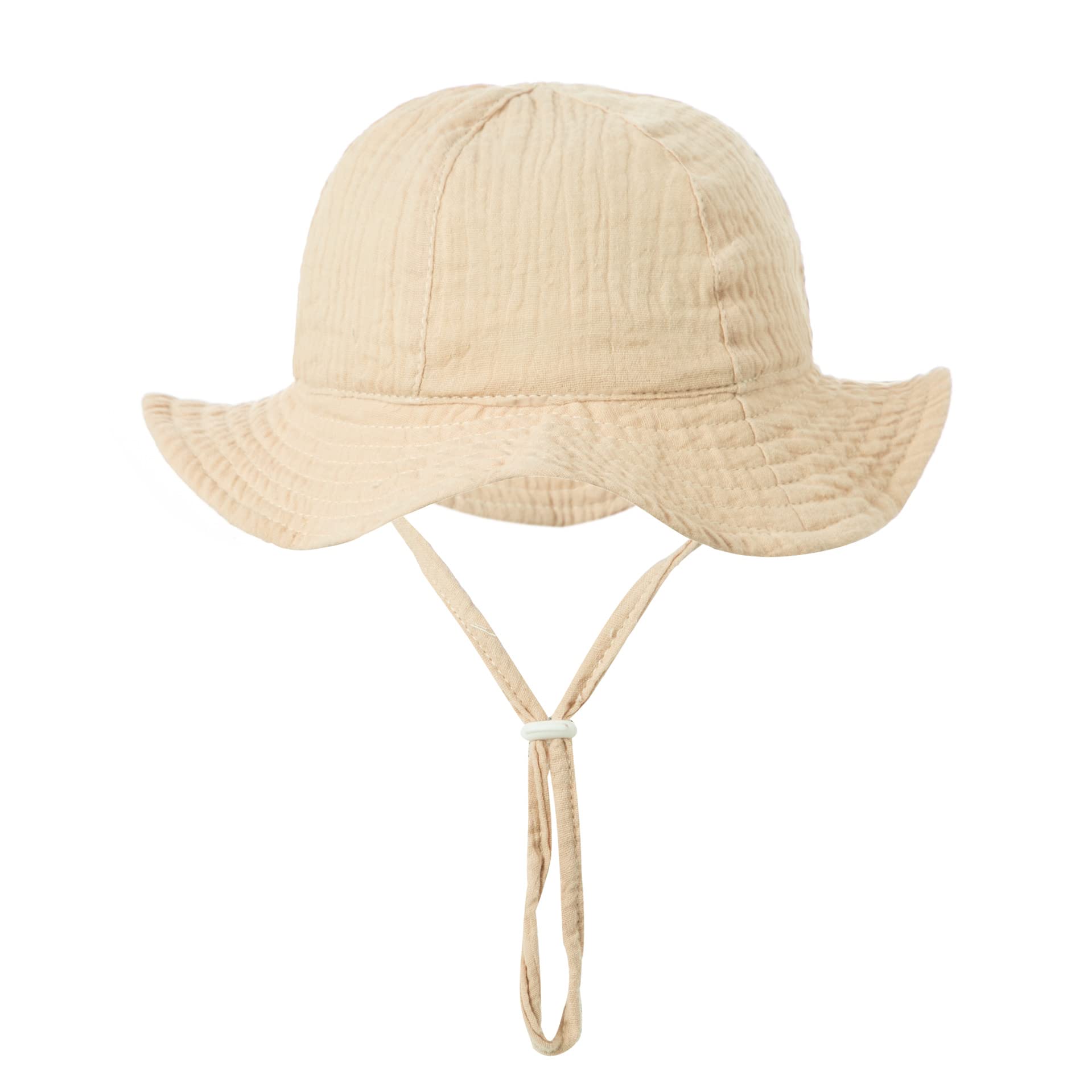 PythJooh Infant Baby Girl Boy Cotton Sun Hat Newborn Soft Cotton Bucket Hats with Adjustable Chin Strap for 3-12Months — view 21