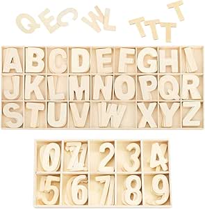 Houten letters en cijfers, houten letterset, 130 stuks houten letters A-Z, 50 stuks houten cijfers 0-9, handwerk houten letters voor doe-het-zelf party thuis decoratie, displays en kinderleren