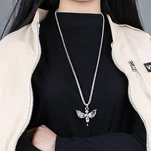 VIEN® Silver Angel Pendant Necklace Titanium Box Chain VIEN® Silver Angel Pendant Necklace Titanium Box Chain