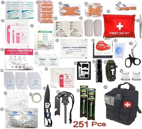 Miniatura 4 de Galaxy - 251 kits de primeros auxilios para supervivencia, emergencia, trauma, militar, táctico, médico, caza, camping, senderismo, pesca, bolsa