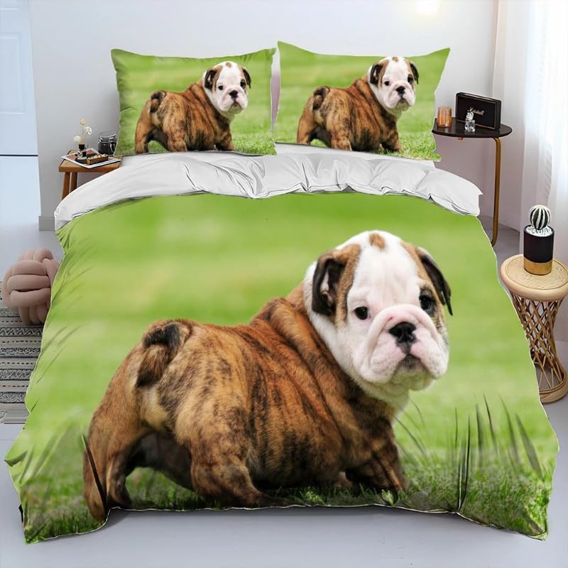 Funda nórdica de pitbull verde microfibra 110g/㎡ juego de cama 90 con almohada infantil