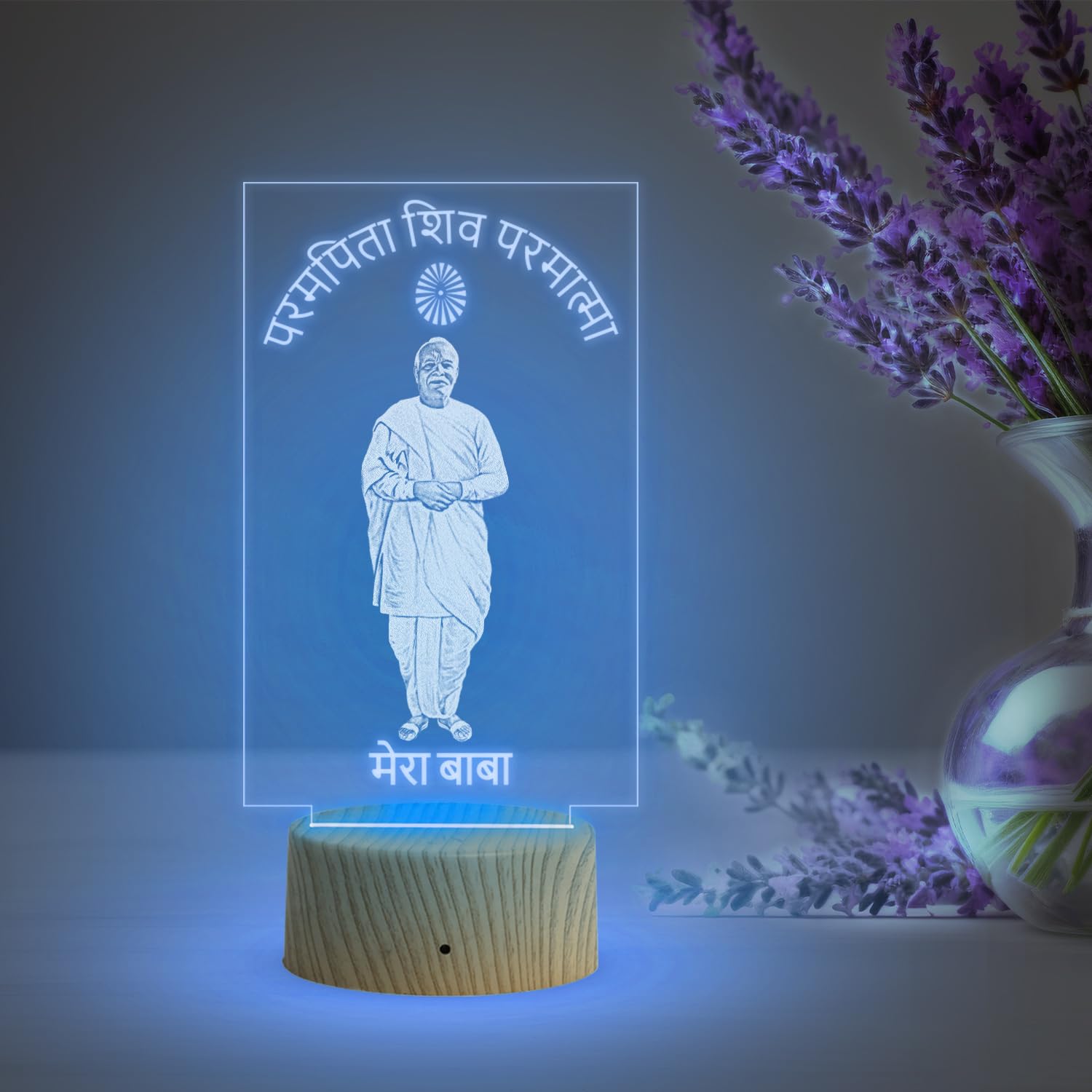 StarLaser Param Pita Shiv Parmatma Shiv Baba with Automatic Color Changing Light & On/Off Touch Button | USB Powered | Spiritual LED Lamp