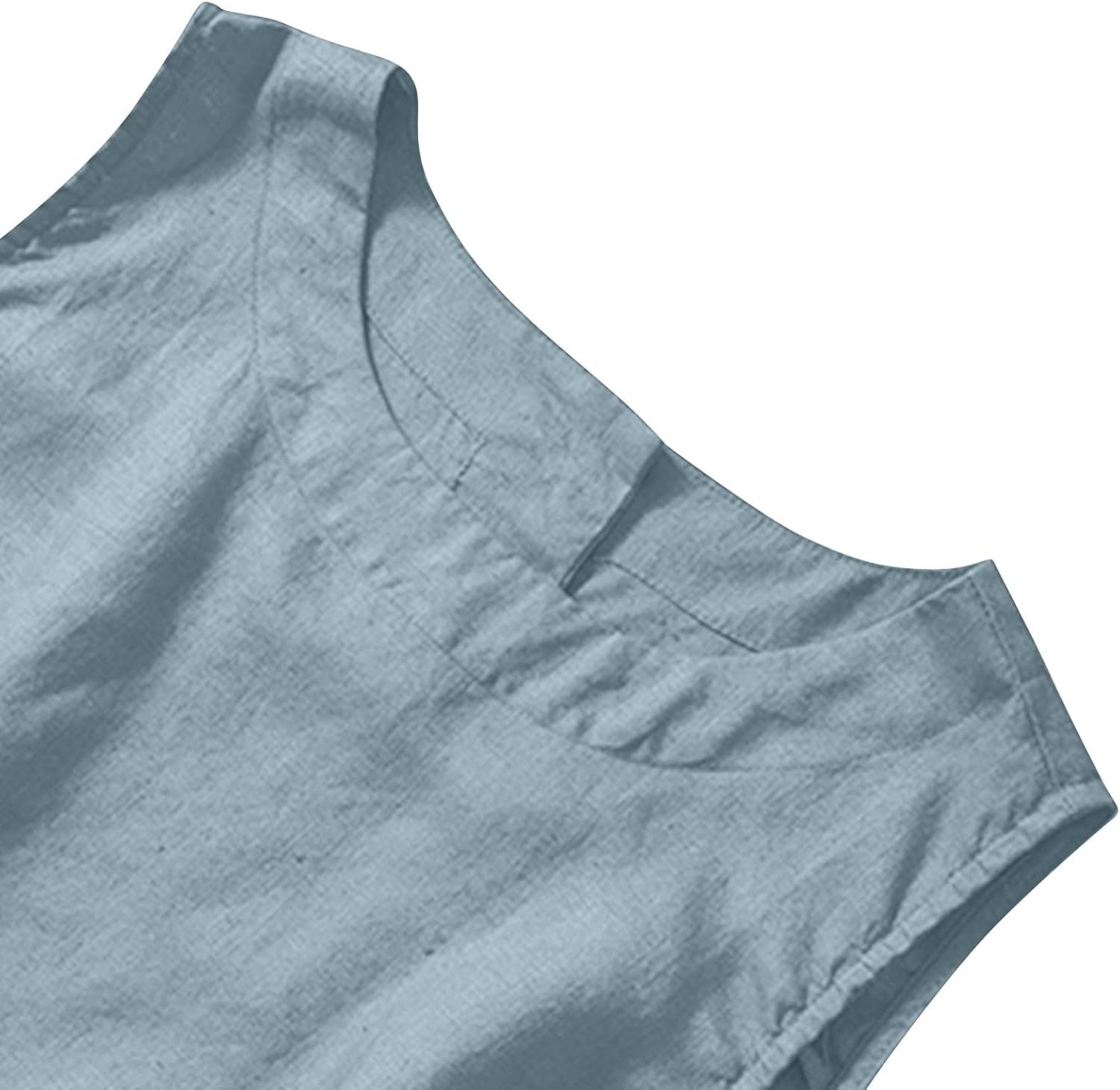 Cotton Linen Tank Tops for Women Summer Vacation Lounge Tops Loose Fit Sleeveless Scoop Neck Shirts Beach Tees Vests - Image 5