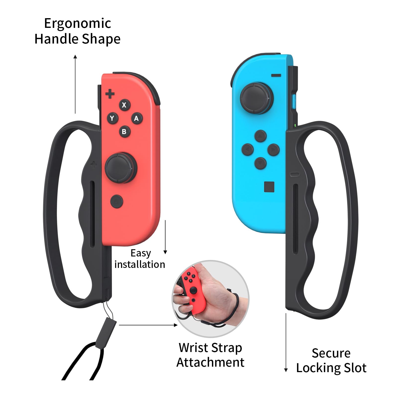 ECHZOVE Impugnatura per Switch Fitness Boxe, Maniglia per Nintendo Switch Boxing - 2 confezioni (nero)
