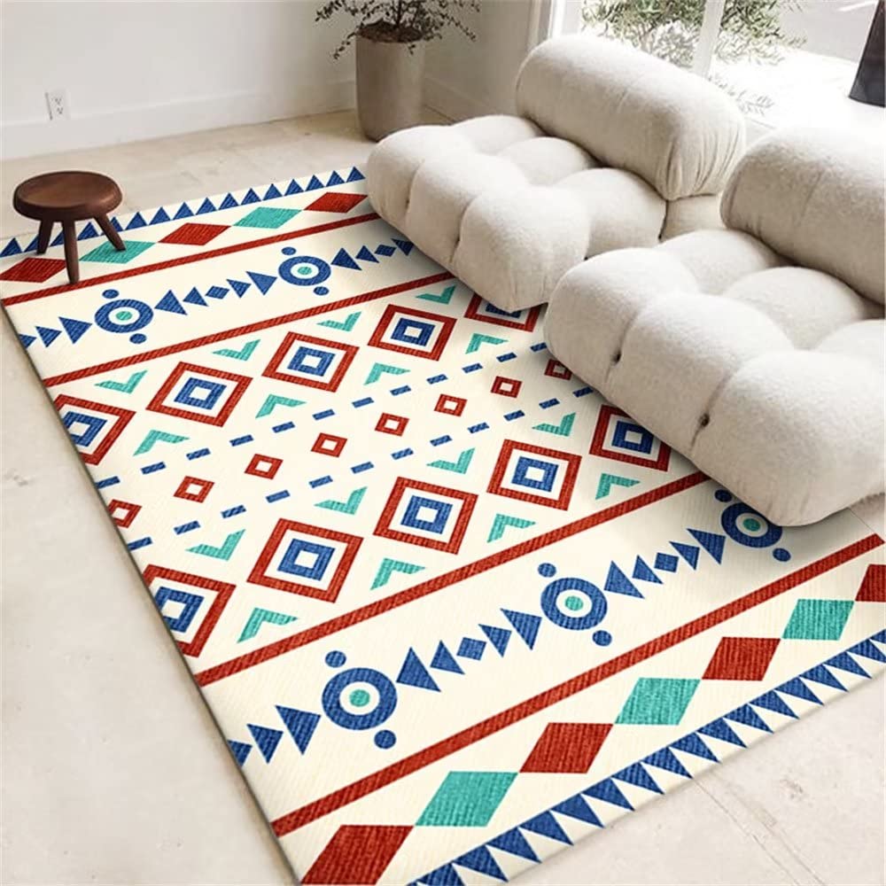 Tapis de balcon et salon floral rouge bleu pour votre maison