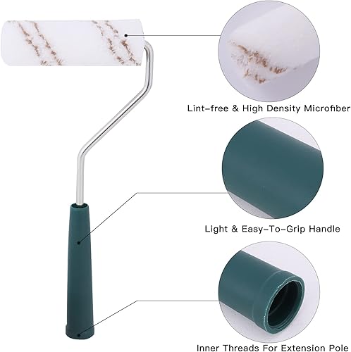 Miniatura 8 de Mister Rui-- Rodillo de pintura de microfibra de 4 pulgadas, cubiertas de rodillo de pintura de microfibra con marco de rodillo, paquete de 20