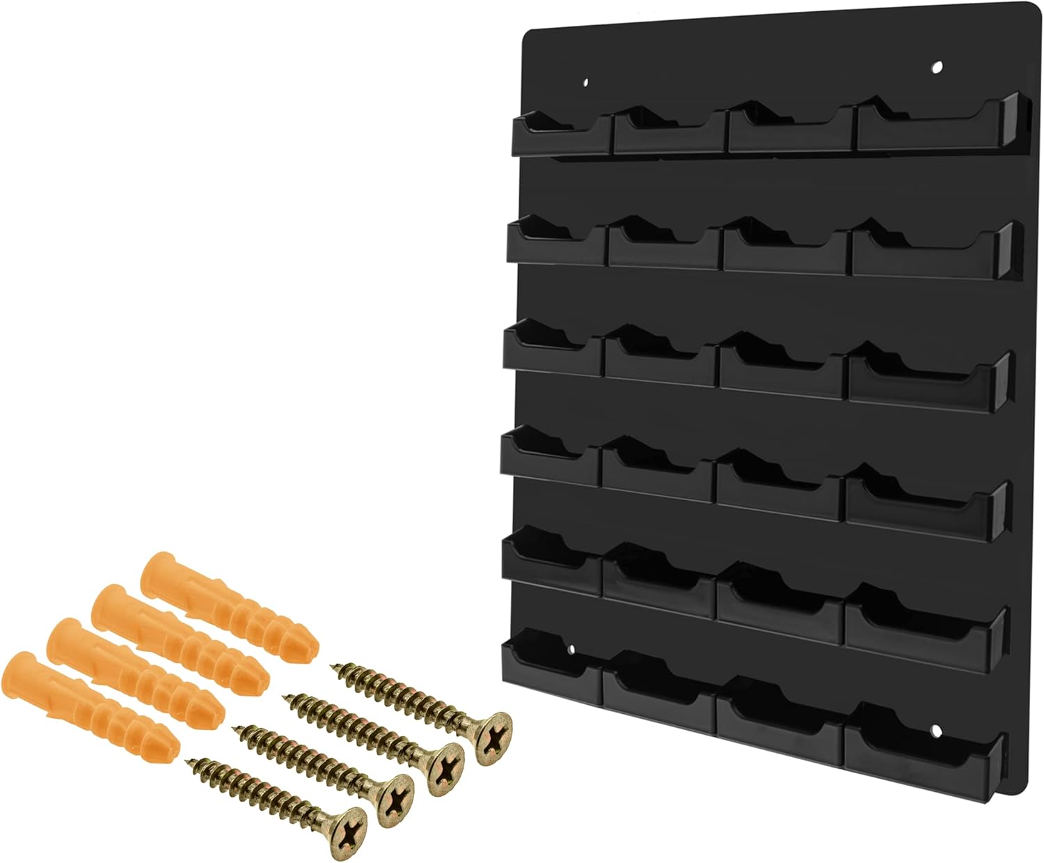 Marketing Holders Wall Business Card Holder with Hanging Hardware Black Acrylic 24 Slot Display Holds 3.5" x 2" Horizontal Printed Gift or Appointment Cards for Medical Facilities and Law Offices