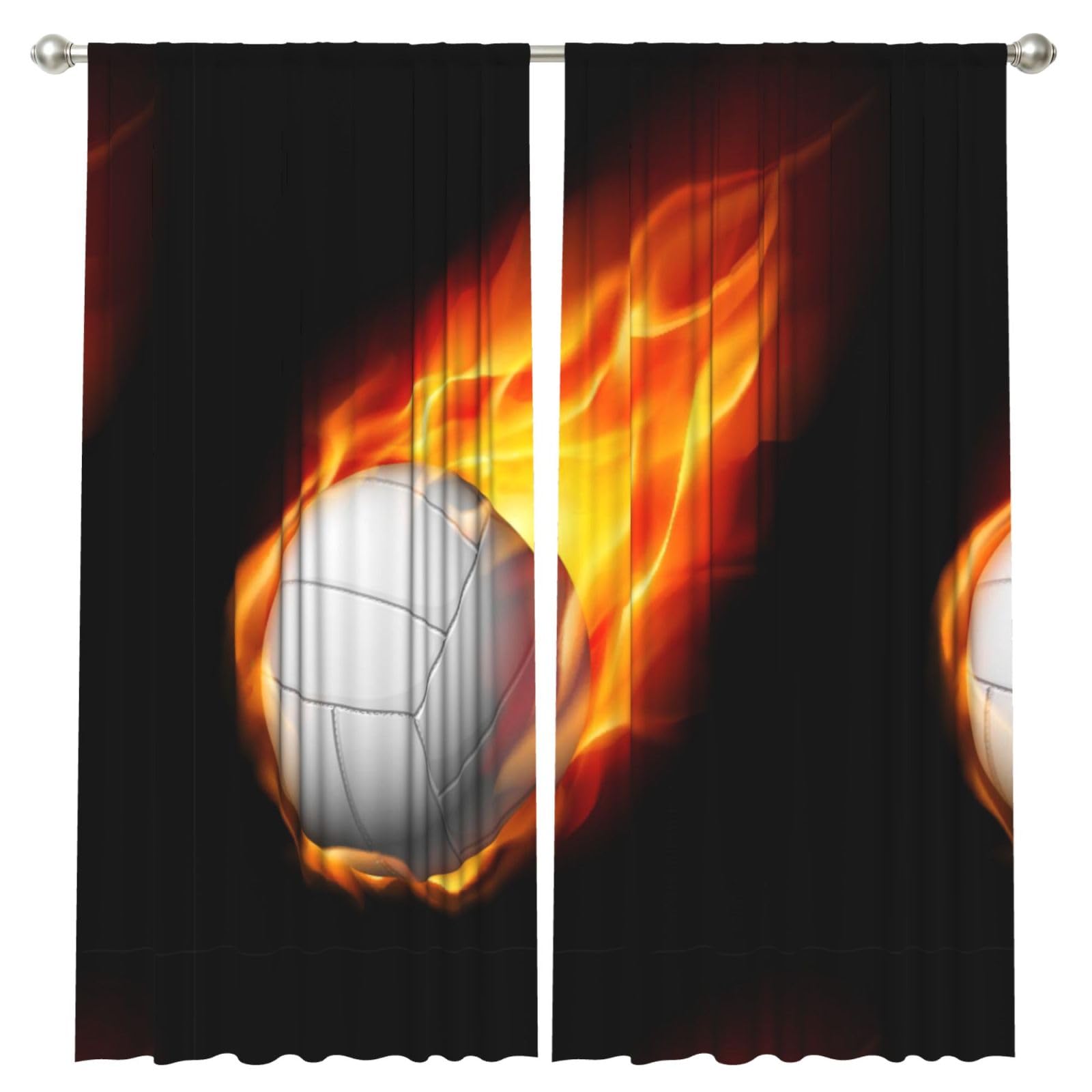 InOmak Volleyball, 2 Panels Window Curtains 52 x 84 Inch Blackout Curtains for Living Room Bedroom