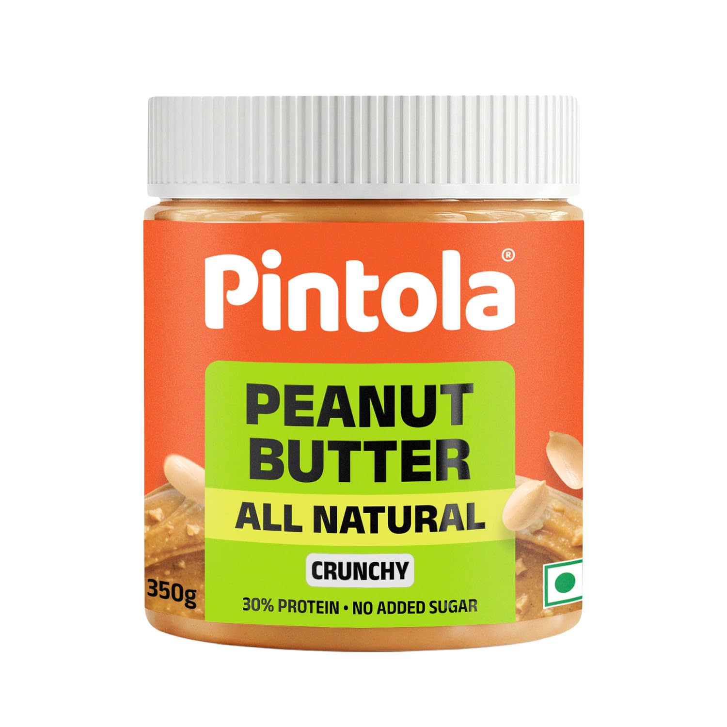 Pintola All Natural Peanut Butter (Crunchy) (350g (Pack of 1)) | Unswe