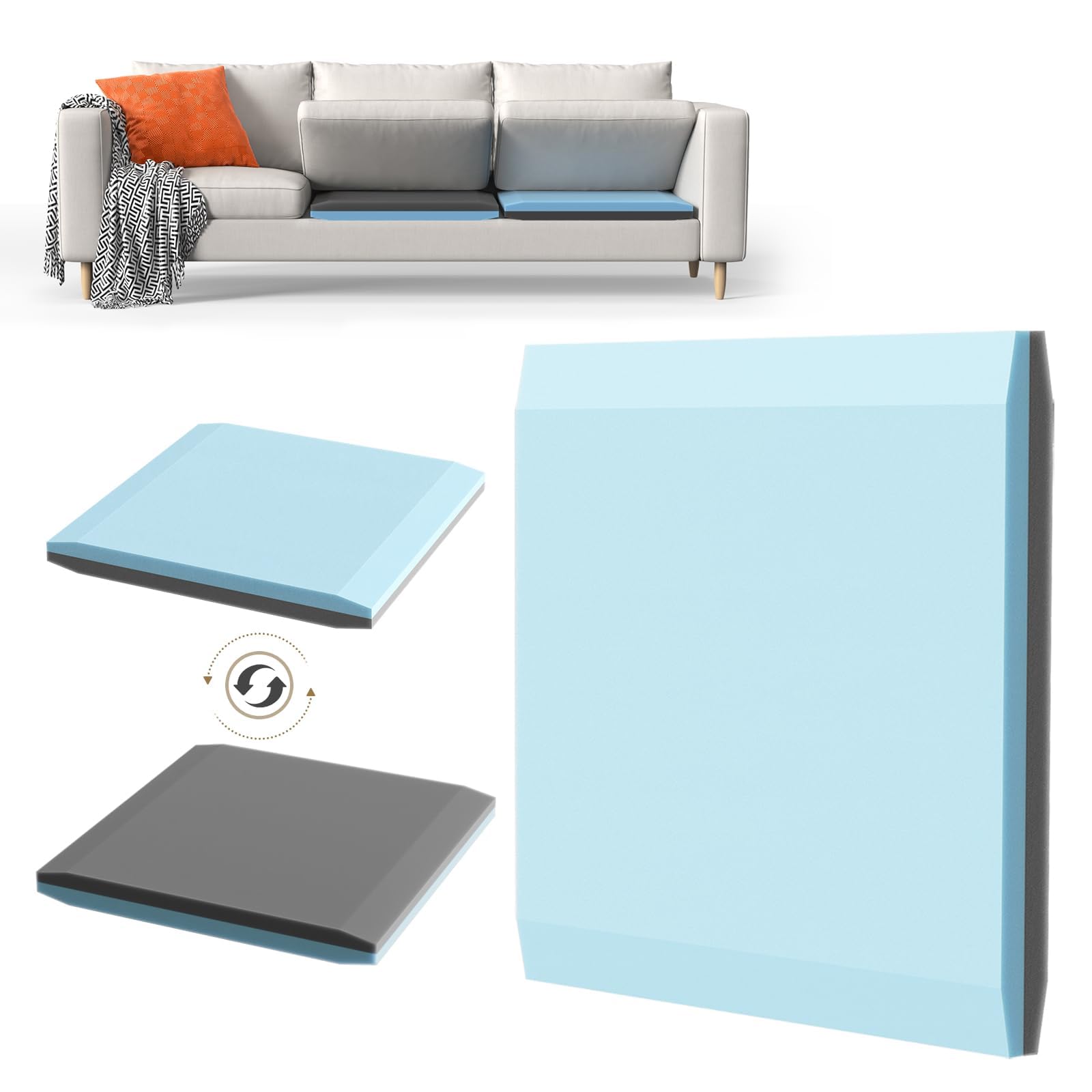 Couch Cushion Support for Sagging Cushions, 20''x20''x2 40D&amp;35D