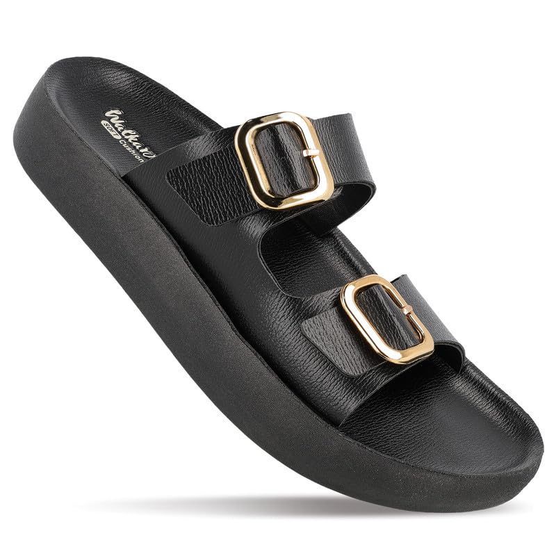 Image of WALKAROO Women's Comfort Flat Sandals|Soft Cushioned Footbed, Lightweight PU Platform Sole|CasualWear,Travel,Outdoor,office wear,Stylish,Trendy Sandals|WLP74038