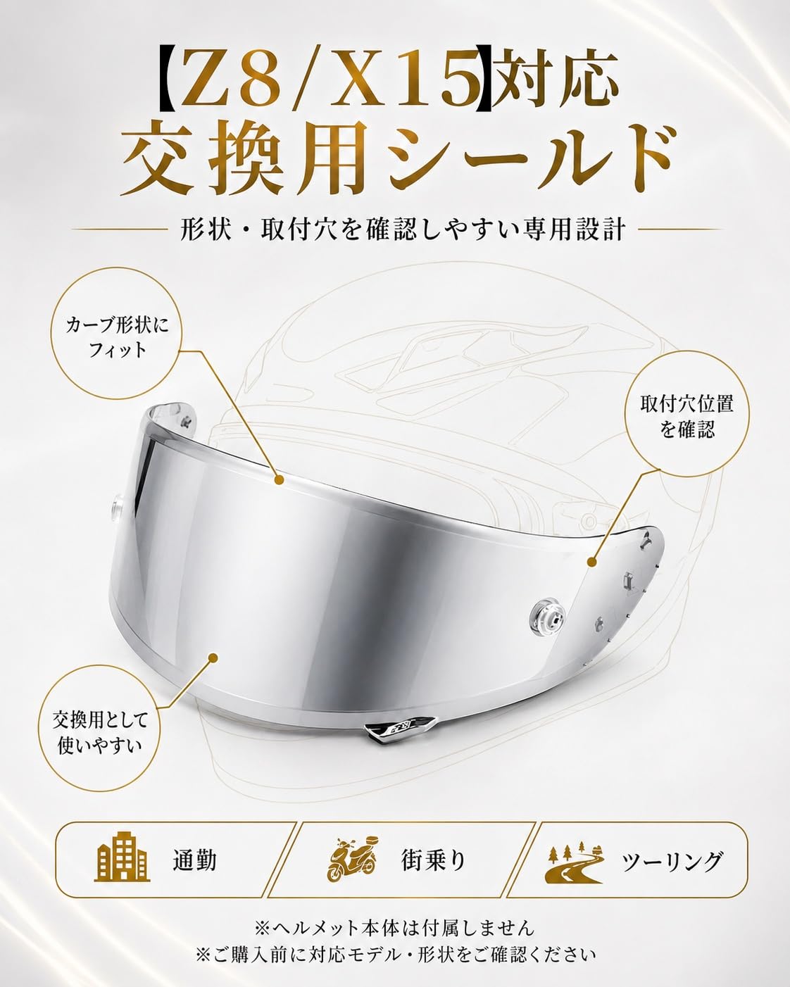 Amazon.co.jp: 防水ミラー ヘルメットシールド 【Z8/X15】対応 PC製
