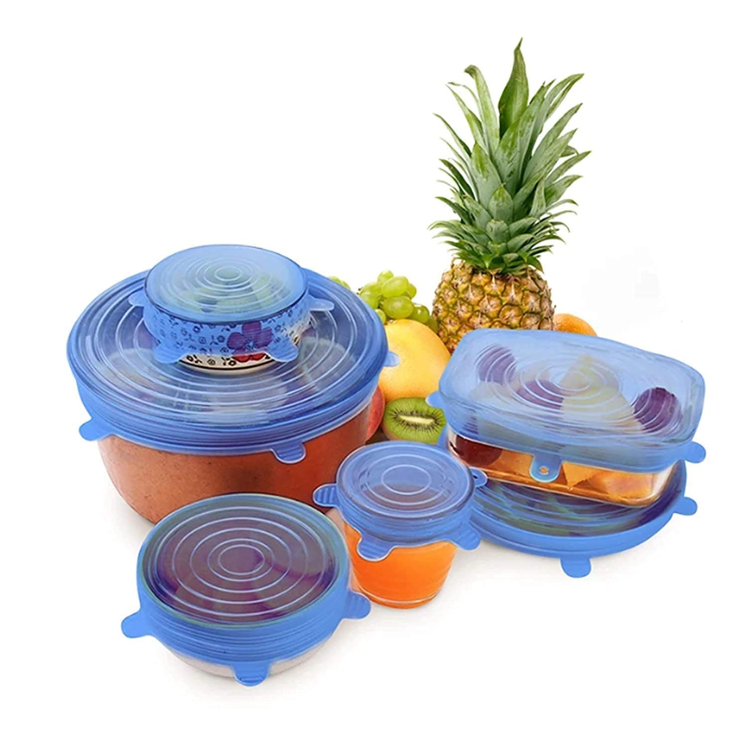 ZELKEY Silicone Stretch Lids, Various Sizes Durable Food Bowl Cover, Expandable Fresh-Keeping Cover (Pack of 1)(COLOR MAY VARY) 1