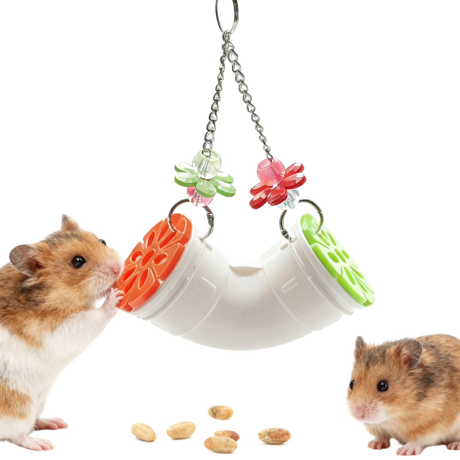 Anranmm Rat Enrichment Toys, Interactive Foraging Toys for Birds, Rat Cage Accessories Enrichment - Hanging Tube Treat Dispenser | Slow Feeder for Small Animals, Hamsters, Rabbits and Parrots