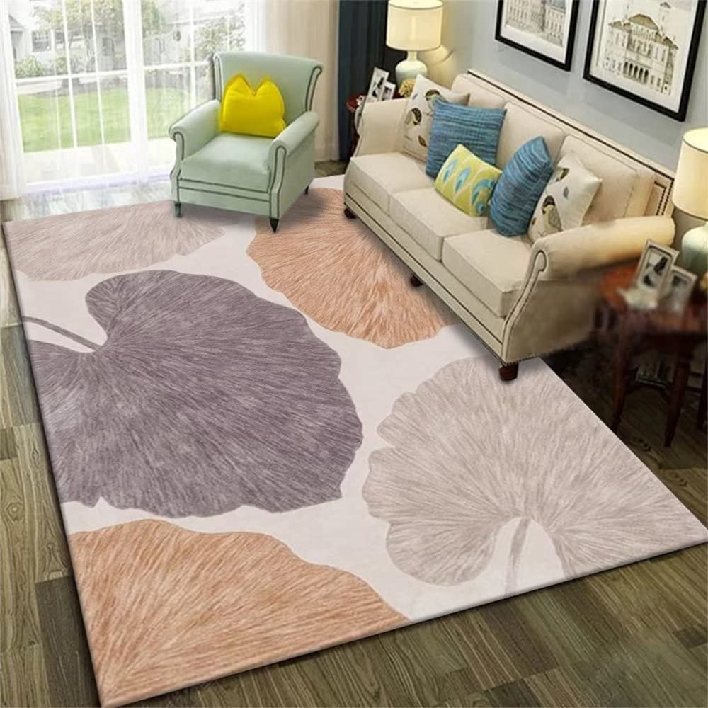 Décorations de Chambre de Tapis de prière pour Adolescentes Non déformées Le Style d'impression de Feuille Violette Grise Peut être personnalisé Tapis Chambre Grand 100X150cm