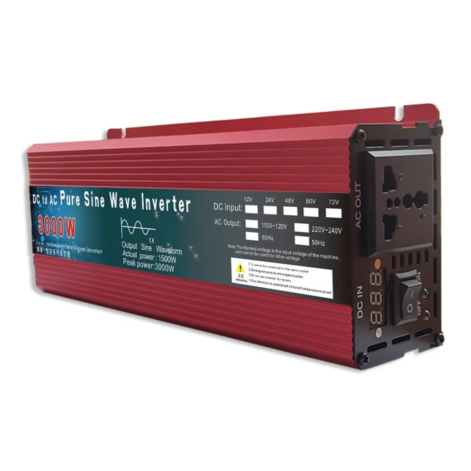 Inversor De Corriente Convertidor Voltaje Onda Sinusoidal Pura 12 V 220 V 1000 W 2000 W 3000 W CC 24 V 48 V 60 V A CA 220 V Microinversor Coche Inversor Onda Pura(1600W,48V,10-120V 60Hz)