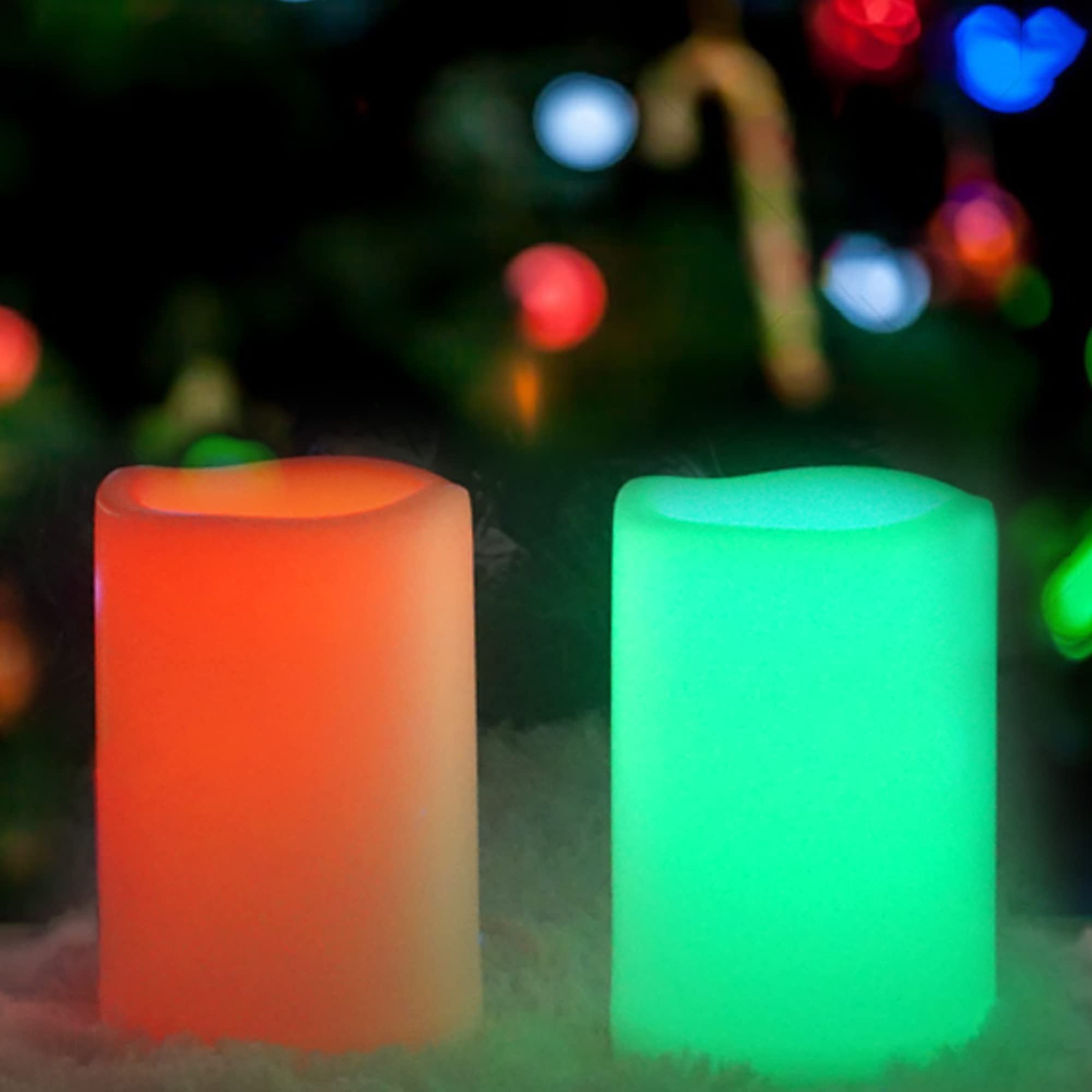 Color Changing Outdoor Battery Operated Flameless Candles with Remote 2 PCS