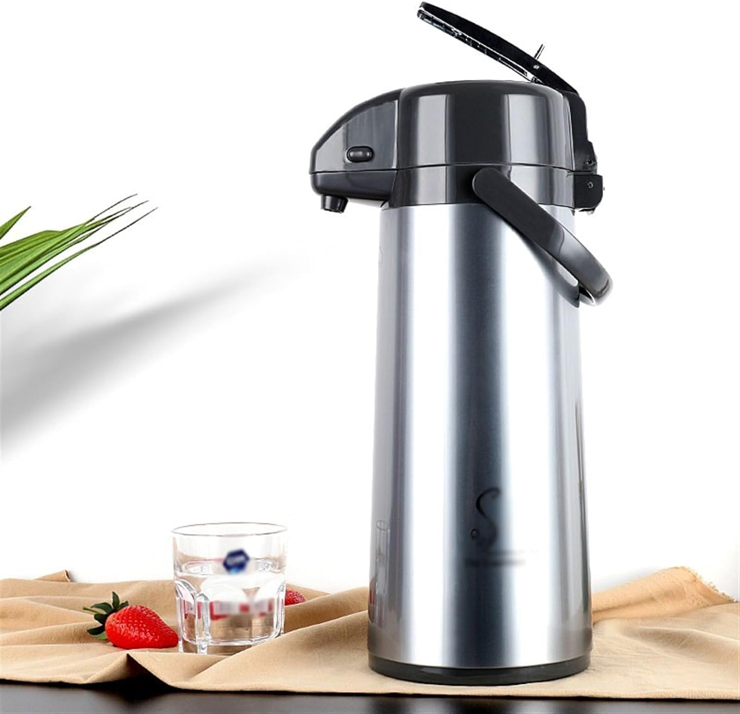 izolowana herbata ze stali nierdzewnej Pneumatyczny termos do kawy 2200 ml, duża pojemność, czarny termos do użytku domowego i biurowego, garnek izolacyjny
