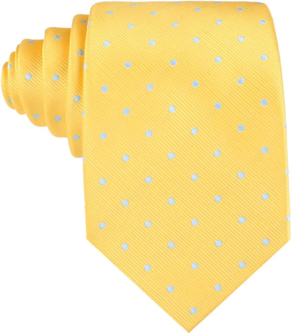 OTAA Yellow on Blue Pin Dots Tie Casual Ties for Men - Perfect Neck Tie for Groomsmen Wedding Ties or Formal Occasions - Ideal Gifts for Him