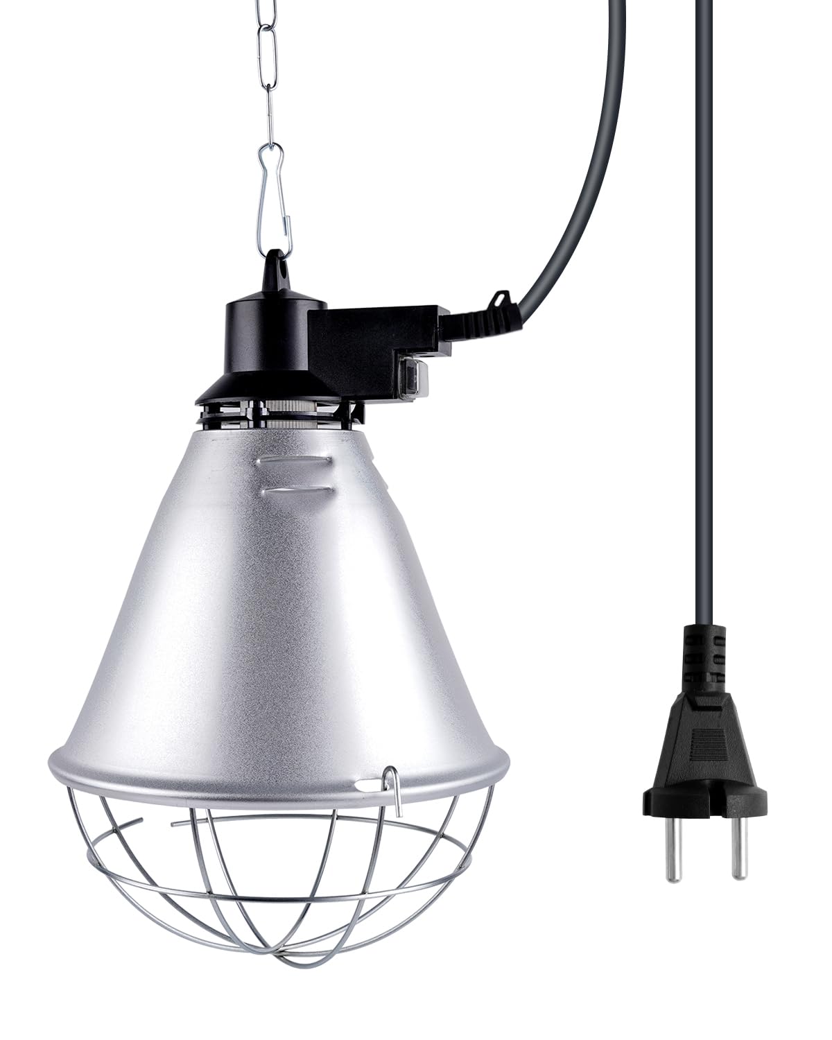 Bonlux Lampada Infrarossi Riscaldante, Paralume per Lampade Riscaldanti con 2 Modalità Regolabili Lampada Riscaldante con 2M Catena per Il Fissaggio e Cavo da 2.5M per Cani Pulcini (Nessuna Lampadina