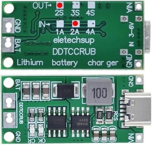 2 unids 2S 1A Tipo-C a 8.4V Step-Up Boost LiPo polímero Li-Ion Cargador 7.4V 18650 batería de litio con indicador LED para bricolaje electrónico