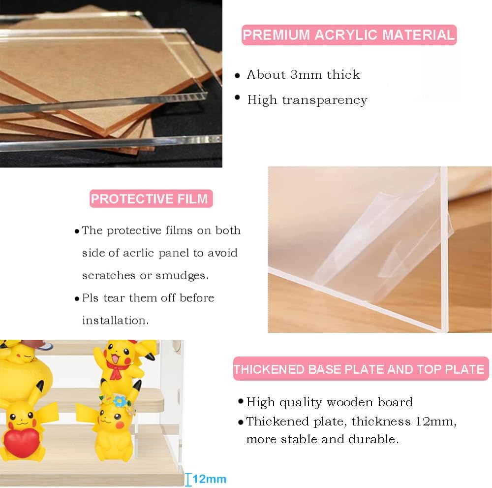 Nynelly Acrylic Display Case for Collectibles, 5 Tier Clear Display Box Stand with Door, Assemble Countertop Showcase Dustproof Storage Box for Minifigures, Funko Pop, Hot Wheels,Miniature