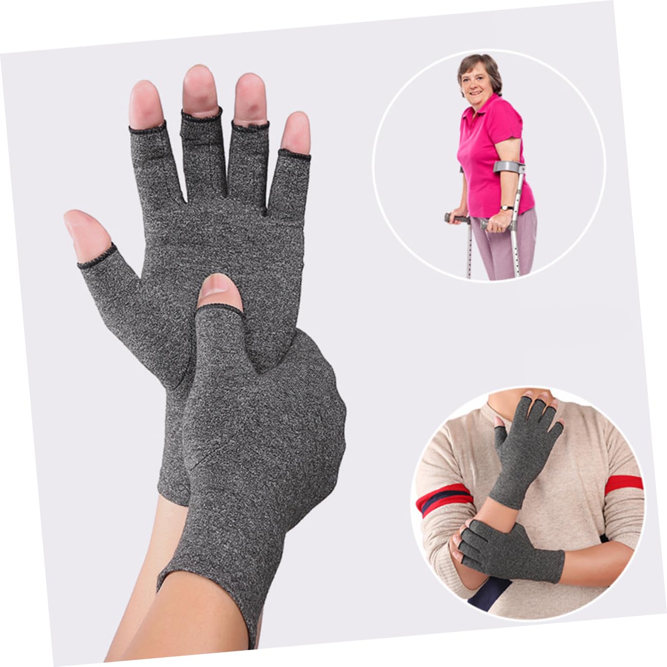3pairs Compression Arthritis for Men Glove Half Finger for Hand Pain Rehabilitation