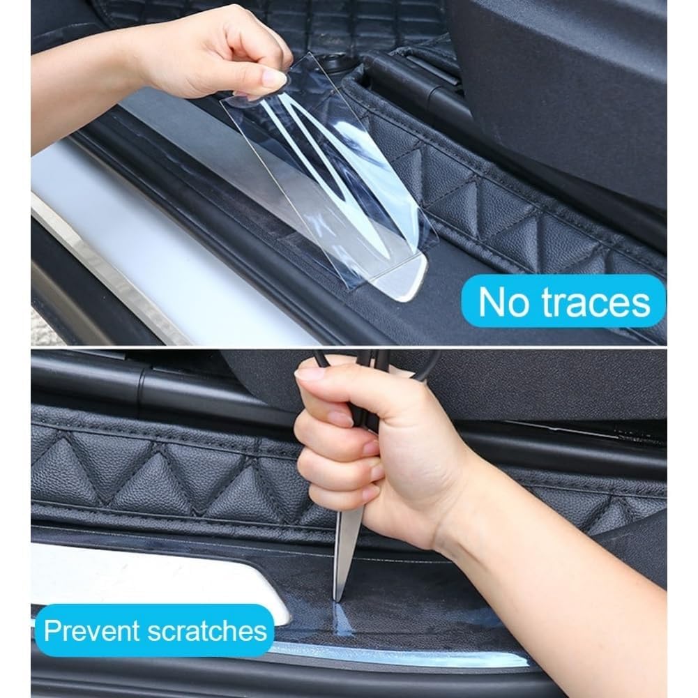 4 Pezzi Protezione Battitacco per VW T-Cross T Cross 2018-2023 2024, Battitacco Portiera Auto Pellicola Protettiva AntiGraffio Adesivi Soglia Porta Interna,B