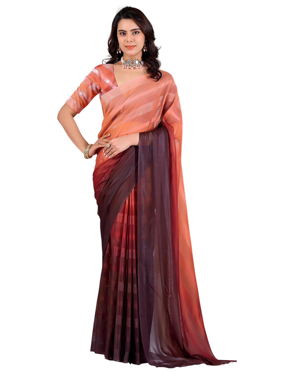 Women's Georgette Saree with Unstitched Blouse Piece-picture-56