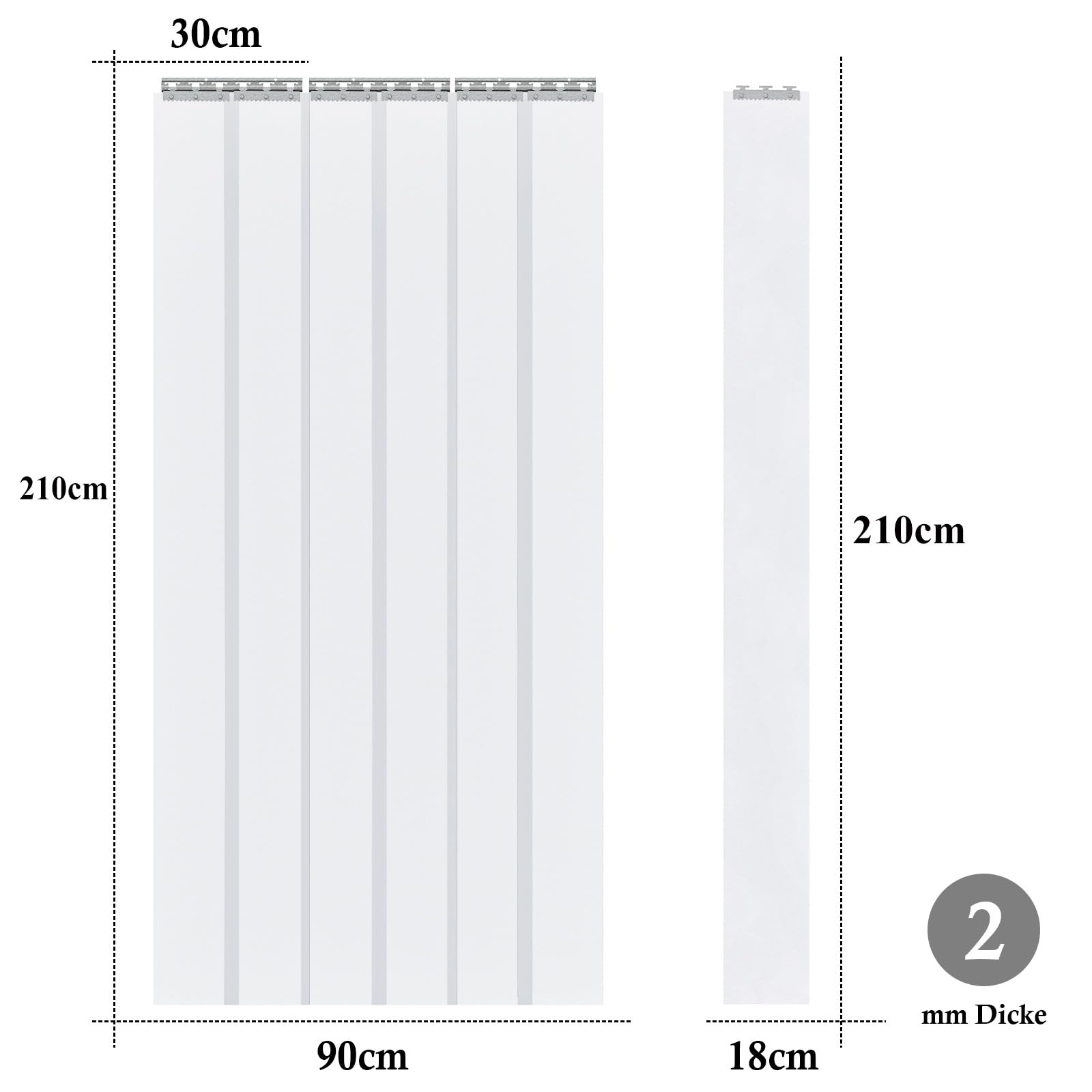 bimiti Cortina de láminas de PVC, 90 x 210 cm, transparente de PVC, resistente al viento, impermeable para habitaciones, tiendas, supermercados, cámaras frigoríficas