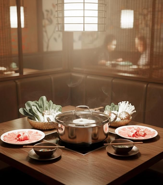 Olla de acero inoxidable DACHU 30cm con divisor, tapa de vidrio miniatura 2