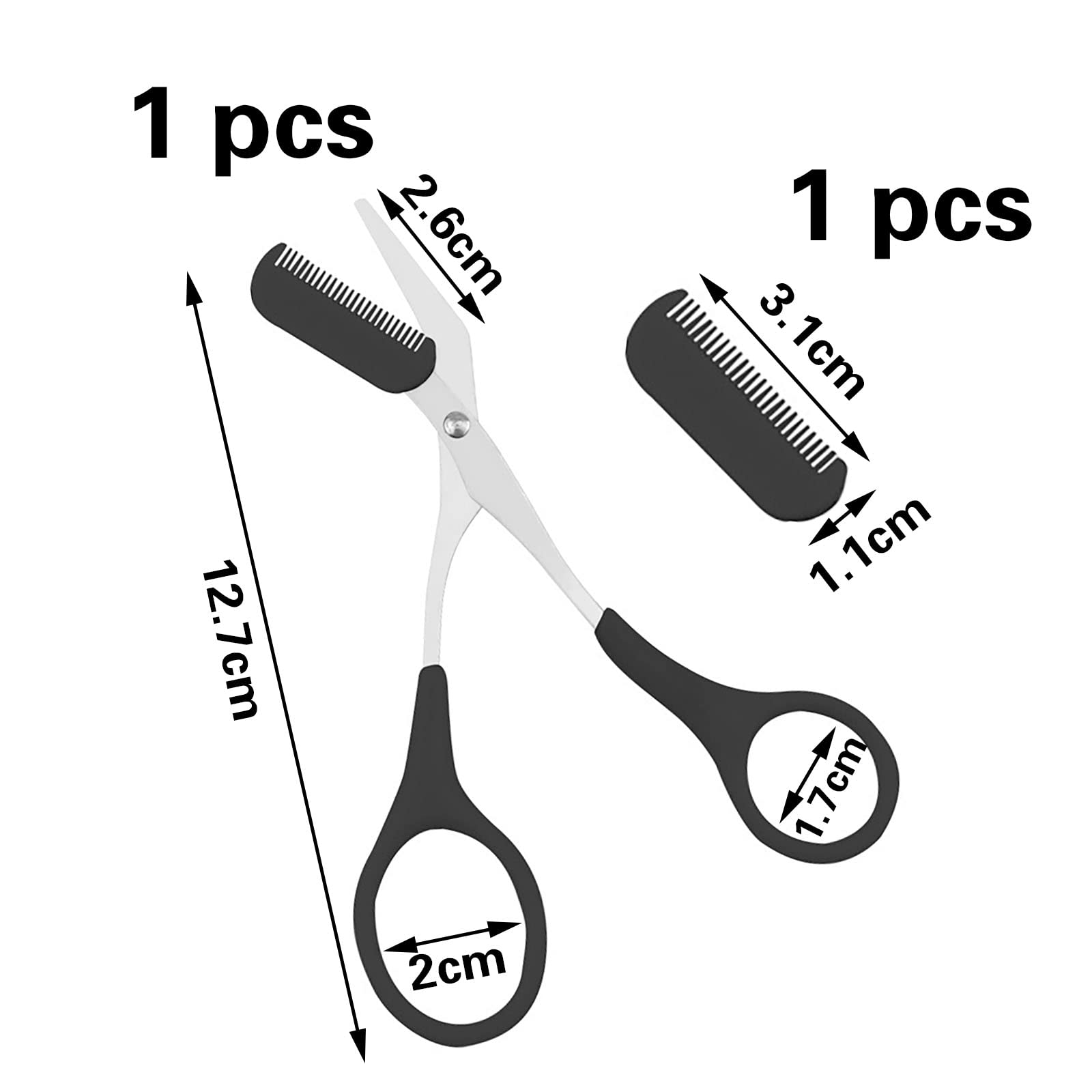 Ciseaux pour Tailler les Sourcils,Ciseaux Sourcils Homme,Ciseaux avec Peigne,Ciseaux à Sourcils Tondeuse,Ciseaux à Sourcils Avec Peigne,Pour Taille,Soins,Pour Homme et Femme(Noir)