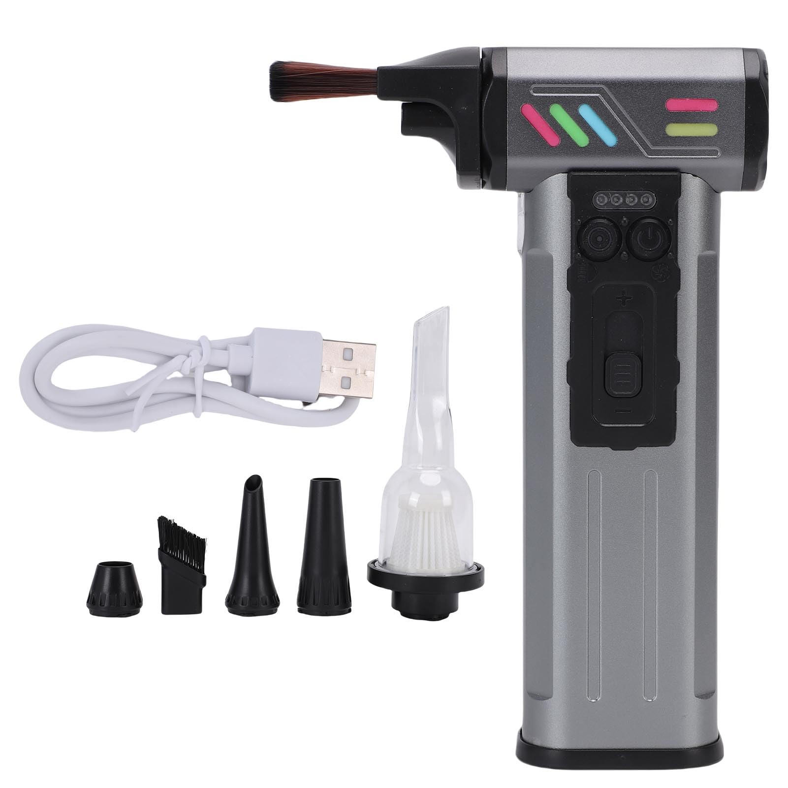 Luqeeg Spolverino Ad Aria Compressa, Spolverino Elettrico Senza Fili con Batteria Ricaricabile da 4000mAh, Mini Soffiatore per Polvere Compatto con Accessori per Ugelli per la Pulizia della Tastiera