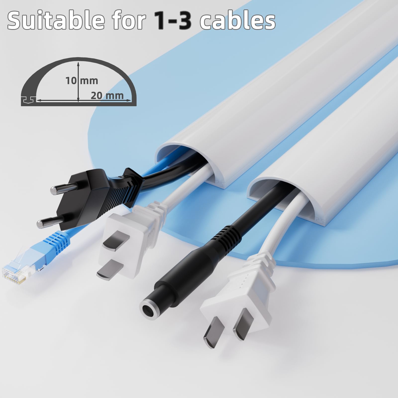 300CM White Silicone Cable Trunking,Cable Tidy Hider for 2-3 Cords,Extension Cord Covers for Wires on Wall,Soft Cord Hider for Wall Mount TV,Cable Management under Desk,Cable Raceway Home&Office Trim - Image 2