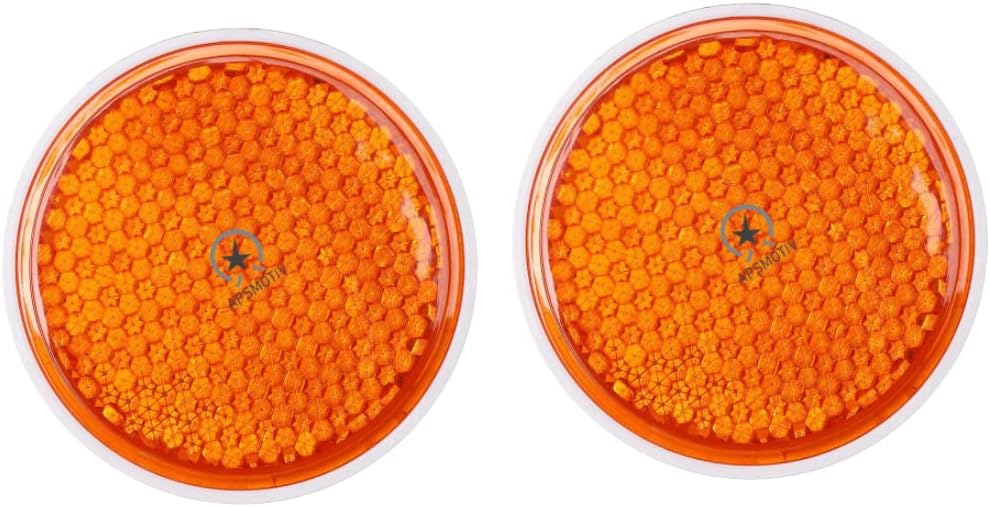 2Pc Yellow Round 3" Reflectors with Center Mounting Enhance Safety for Trucks Trailers Tuk Tuks Automobiles Boats Mailboxes Perfect Reflectors and Semi Trailers