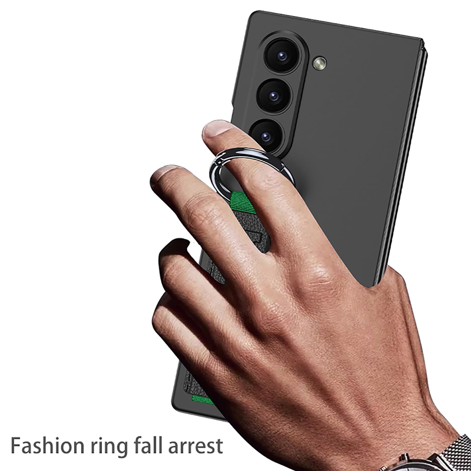 COQUE Funda Galaxy Z Fold 7 con Bucle, Funda de Aluminio Totalmente Cubierta con Soporte para Correa de muñeca, Funda Plegable para Samsung Galaxy Z Fold 7 5G-Verde