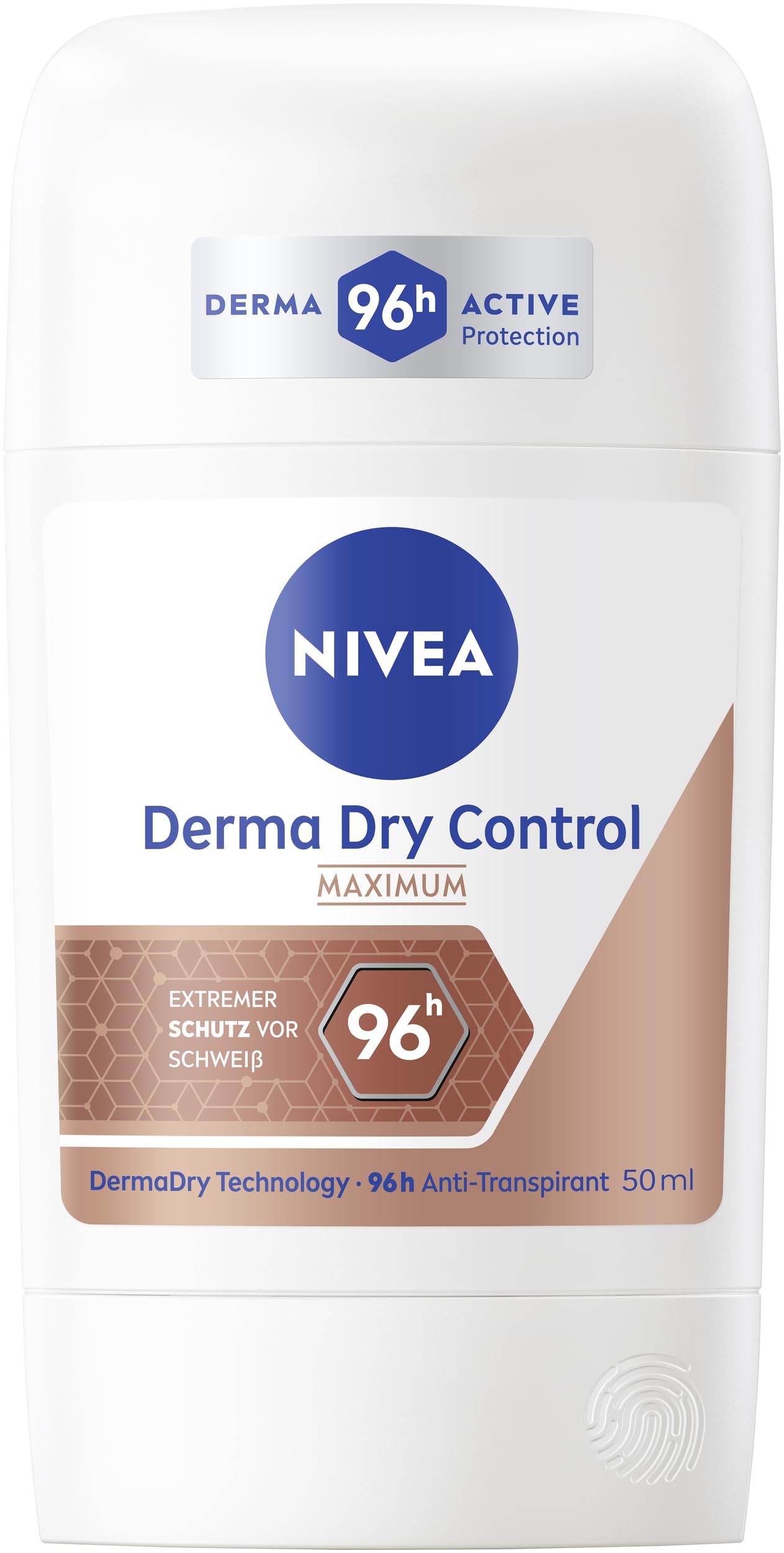 NIVEA Derma Dry Control Deo Stick, Anti-Transpirant für 96h extremen Schutz vor Schweiß, Deodorant ohne Ethylalkohol für ein frisches Hautgefühl (50 ml)