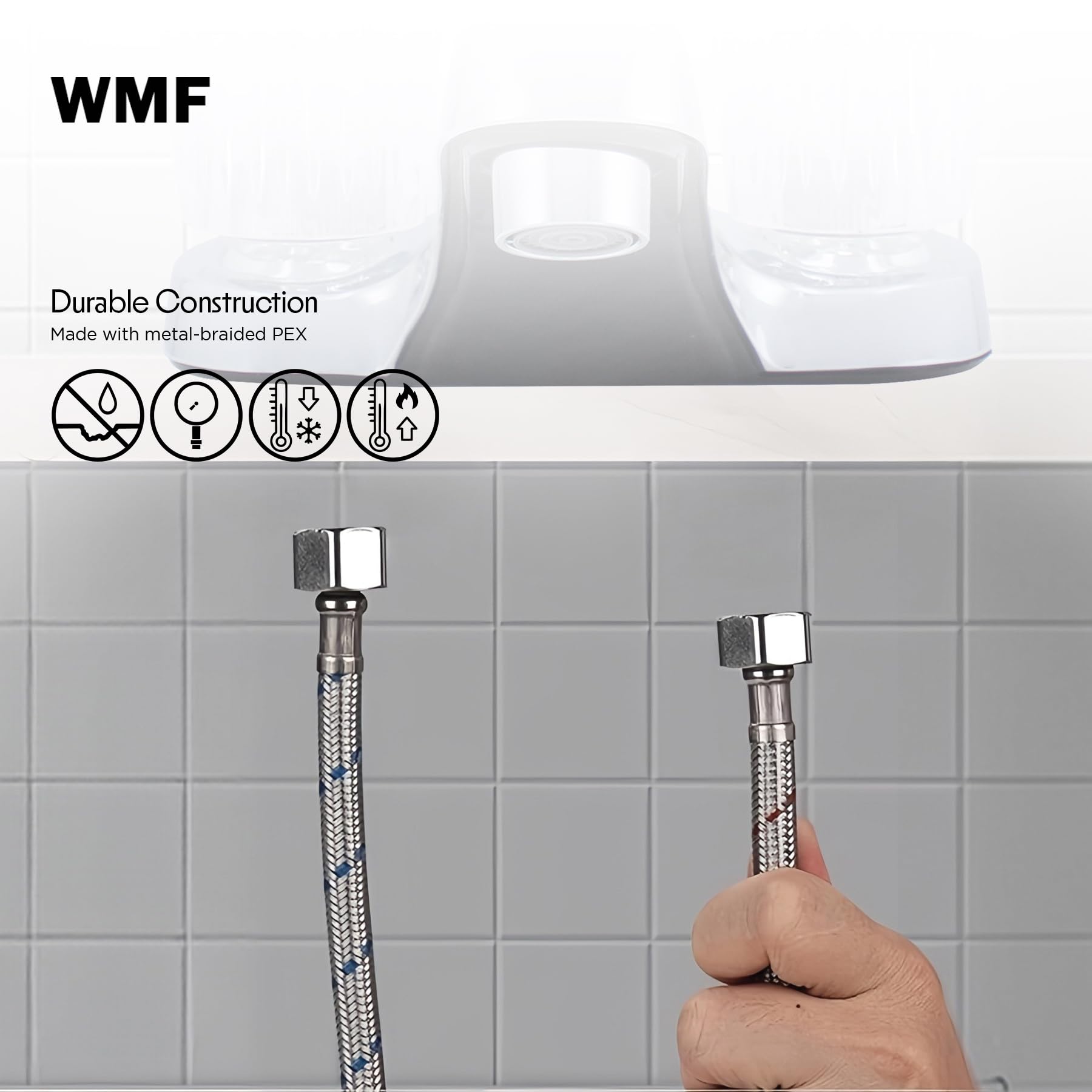 WMF-4224-BN RV Bathroom Faucet with Double Handle Polished Chrome Brushed Nickel Plating Over ABS Plastic 4 on Center — view 7