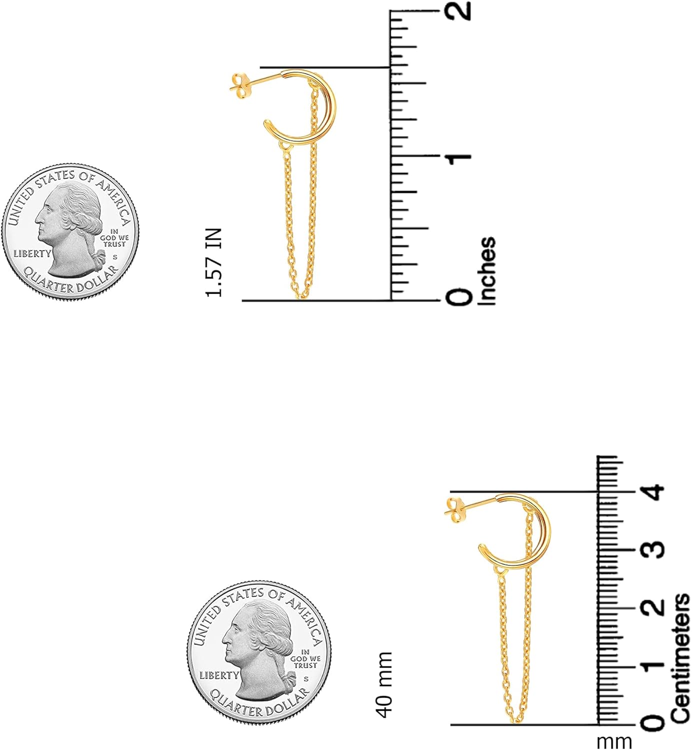 LeCalla 925 Sterling Silver Bar Threader Tassel Chain Earrings for Women | Lightweight Handmade Twisted Stick and Chain Dangle Earrings