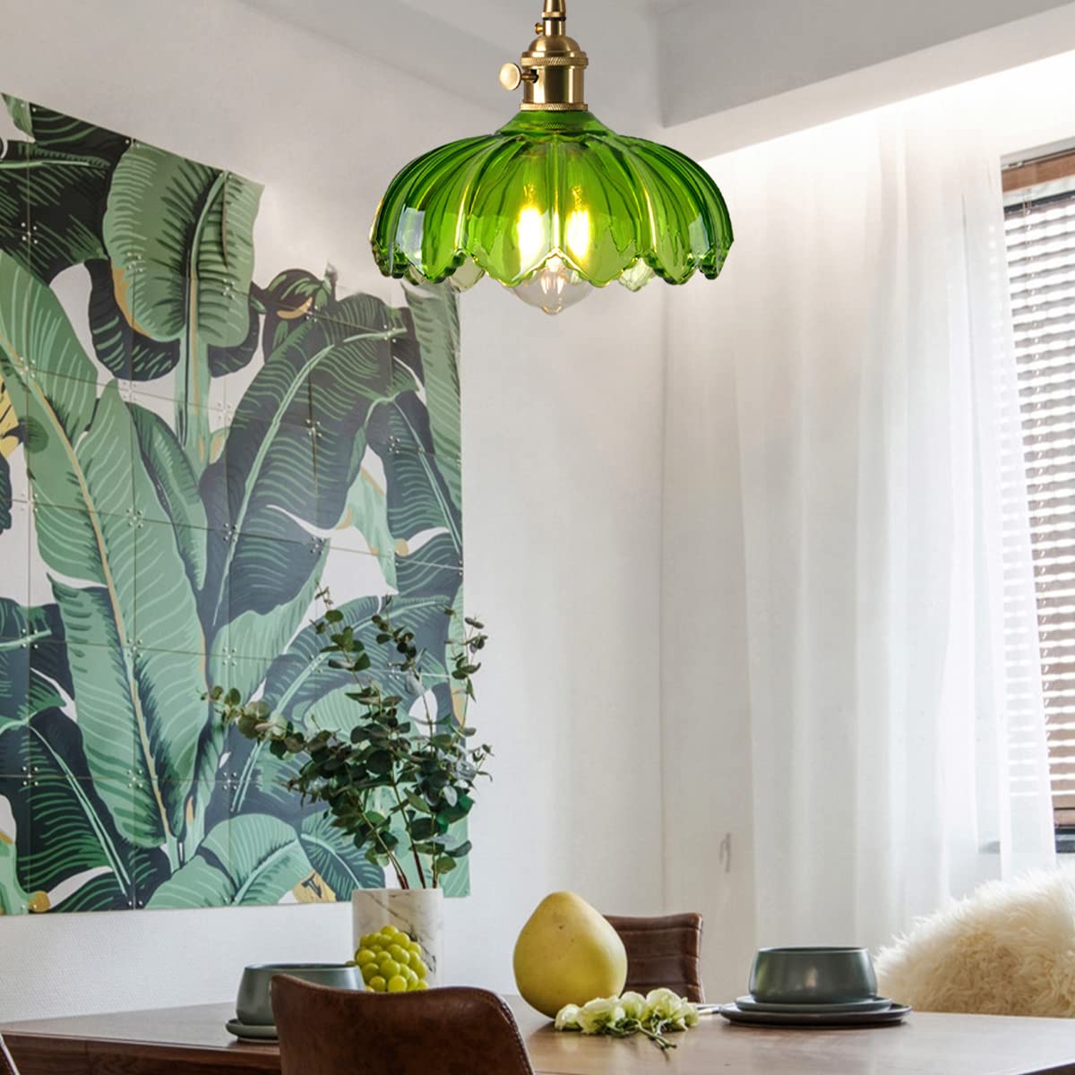 NICRX Vintage Glass Pendant Light,Adjustable Hanging Ceiling - View #10