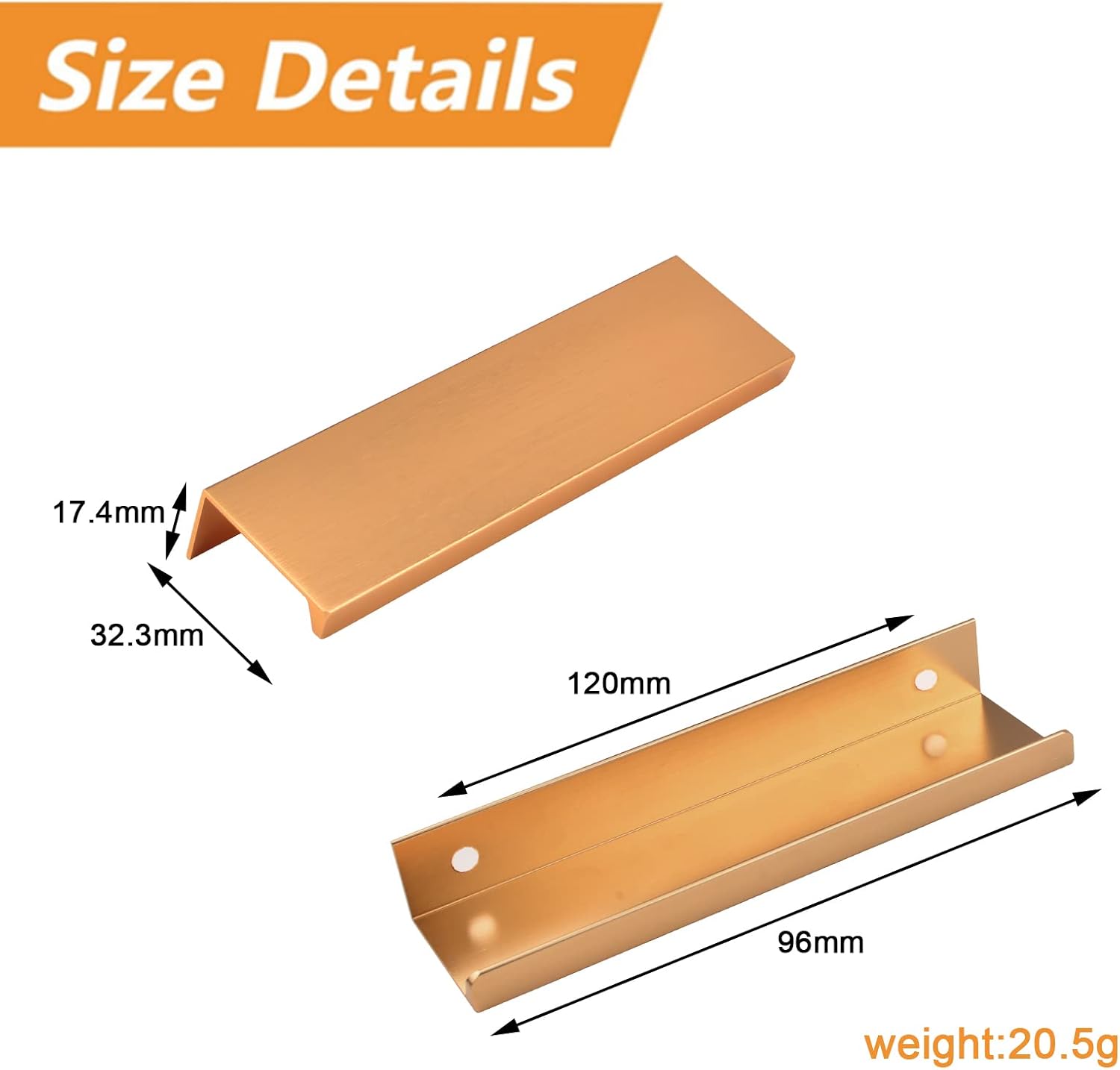 MOROBOR Modern Style Drawer Handle, Aluminum Alloy Invisible Handle for Cabinet Hardware Drawer (Rose Gold, 120mm) - Image 3