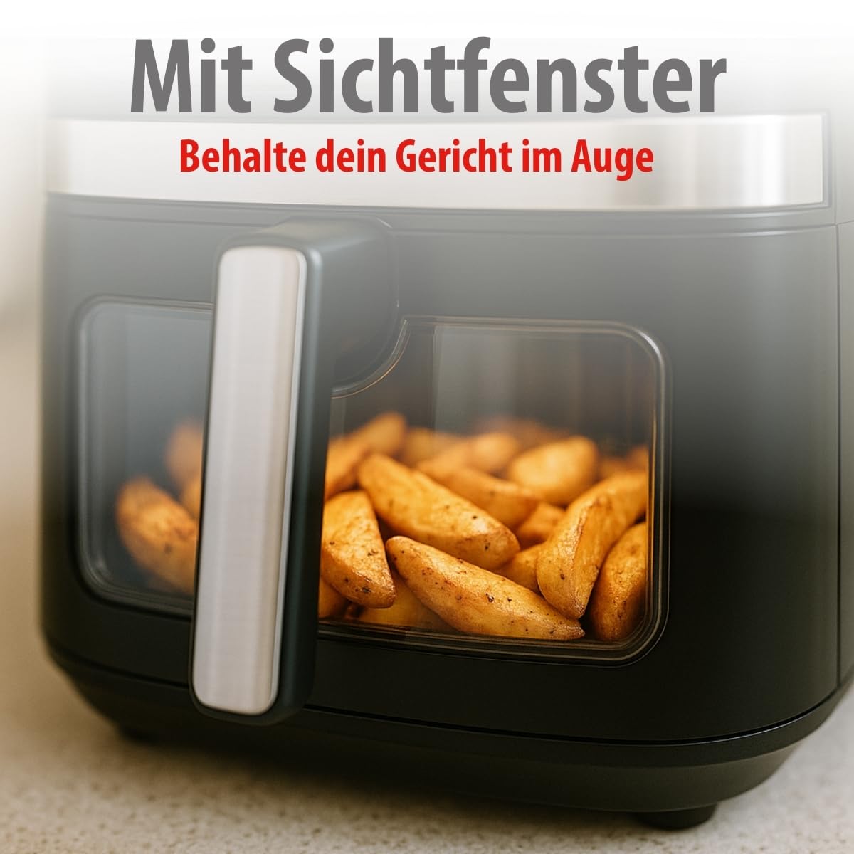 alpina Heißluftfritteuse 9L - Airfryer XXL - Air Fryer mit Digitalem Display - Heissluftfritteuse mit Timer und Temperatur 60 bis 200℃ - mit 8 Kochprogrammen und Sichtfenster - Schwarz
